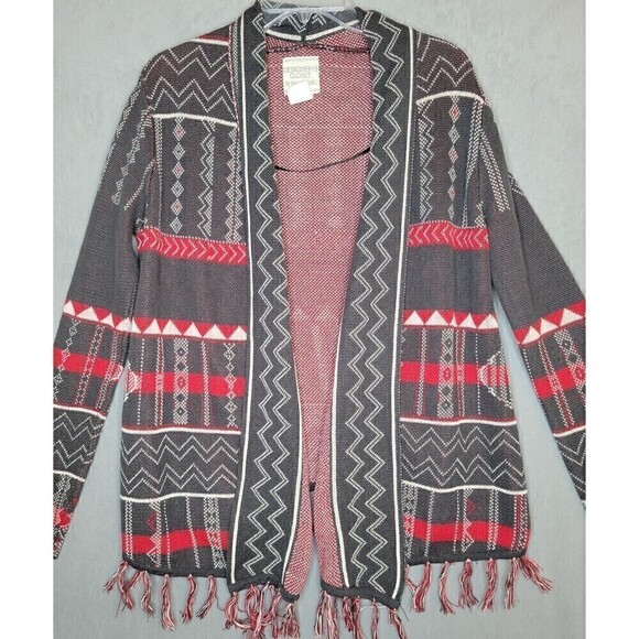 Billabong Designer's Closet Boho Cardigan Wrap Southwestern Print Fringe Size S - Picture 4 of 14